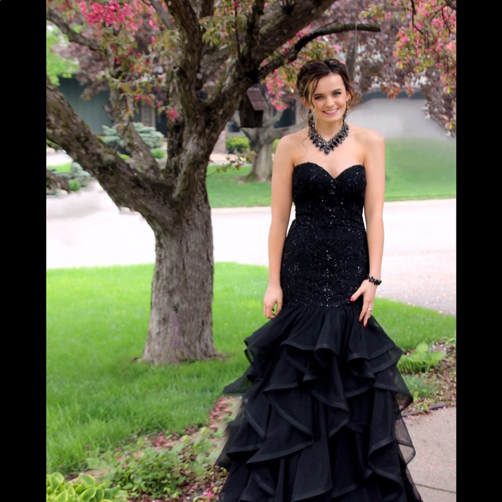 Sherri Hill Black Beaded Mermaid Prom Dress Sz6